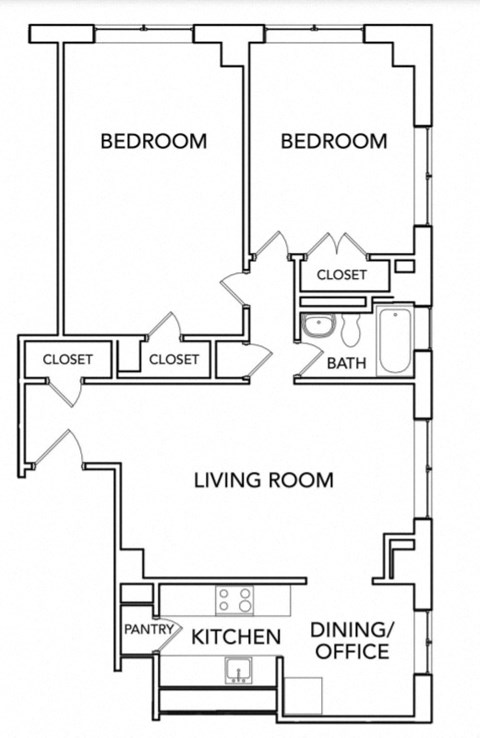 Congress 900 Floor Plan with 900 Sq. Ft. at 275 on the Park, St. Louis, MO
